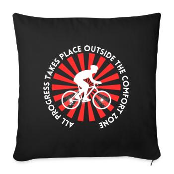 MTB Road Bike Cyclist Leave your comfort zone - Sofa pillowcase 17,3'' x 17,3'' (45 x 45 cm) - black - Front