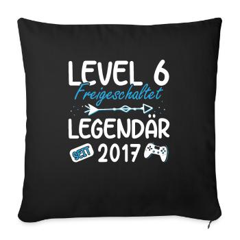 Level 6 Jahre Geburtstagsshirt Gamer 2017 - Sofakissenbezug 45 x 45 cm - Schwarz - Vorne