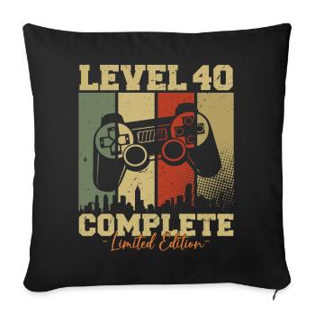 Niveau 40 Débloqué 40 Cadeau d’anniversaire - Housse de coussin décorative 45 x 45 cm - noir - Devant