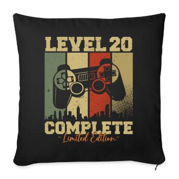 Level 20 Unlocked 20 Birthday Gift - Sofa pillowcase 17,3'' x 17,3'' (45 x 45 cm) - black - Front