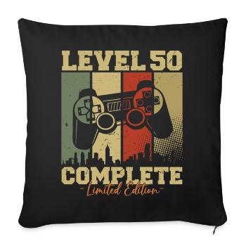 Niveau 50 Débloqué 50 Cadeau d’anniversaire - Housse de coussin décorative 45 x 45 cm - noir - Devant