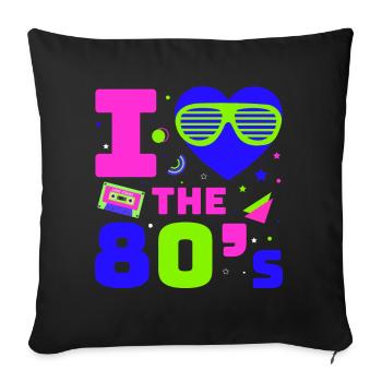 80s Retro CostumeTheme Party Costume 90s Party - Sofa pillowcase 17,3'' x 17,3'' (45 x 45 cm) - black - Front