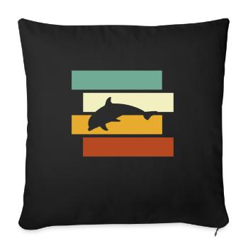 Dauphin Rétro - Housse de coussin décorative 45 x 45 cm - noir - Devant