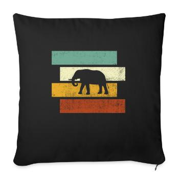 Éléphant Rétro - Housse de coussin décorative 45 x 45 cm - noir - Devant