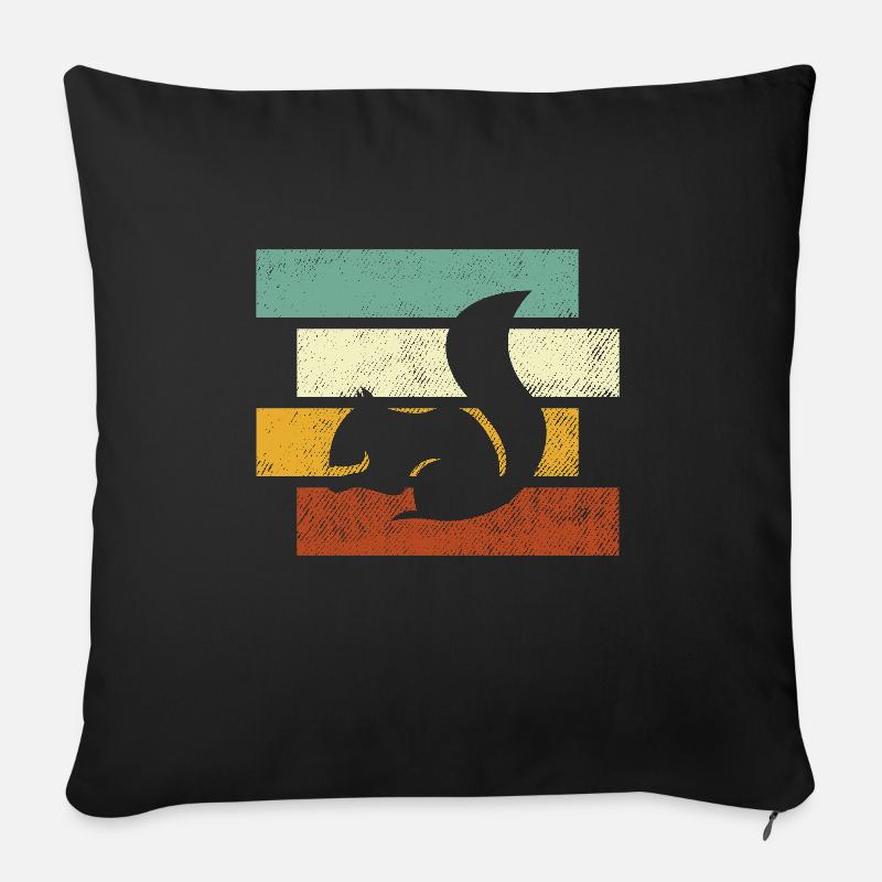 Eichhörnchen Retro - Sofakissenbezug 45 x 45 cm - Schwarz