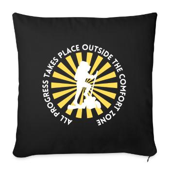 Hiking progress outside the comfort zone - Sofa pillowcase 17,3'' x 17,3'' (45 x 45 cm) - black - Front