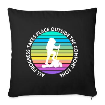 Hiking progress outside the comfort zone - Sofa pillowcase 17,3'' x 17,3'' (45 x 45 cm) - black - Front