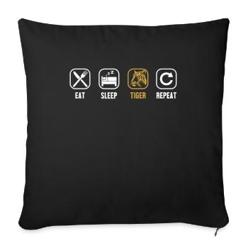 Manger Dormir Tigre Répéter Gros Chat Sauvage - Housse de coussin décorative 45 x 45 cm - noir - Devant