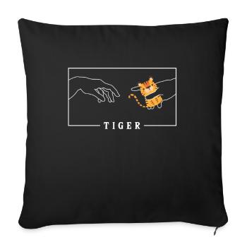 Michel-Ange Création d’Adam Tigre Sibérien - Housse de coussin décorative 45 x 45 cm - noir - Devant