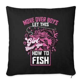 Angeln Fischen Anglerin Geschenk - Sofakissenbezug 45 x 45 cm - Schwarz - Vorne