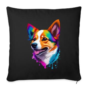 Corgi Colorful Dog Rainbow Dog Breed - Sofa pillowcase 17,3'' x 17,3'' (45 x 45 cm) - black - Front