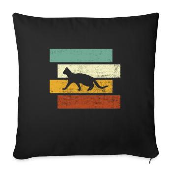 Chat Rétro - Housse de coussin décorative 45 x 45 cm - noir - Devant