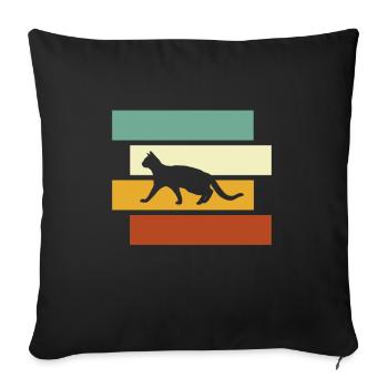 Chat Rétro - Housse de coussin décorative 45 x 45 cm - noir - Devant