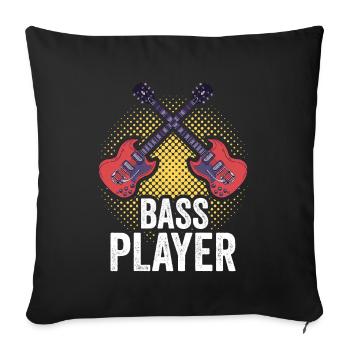 Bassiste Bass Guitariste Basse Guitare Basse Musicien - Housse de coussin décorative 45 x 45 cm - noir - Devant