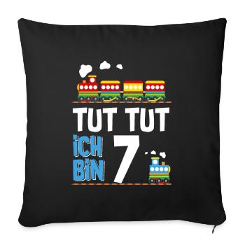 7. Geburtstag Tut Tut Eisenbahn - Sofakissenbezug 45 x 45 cm - Schwarz - Vorne