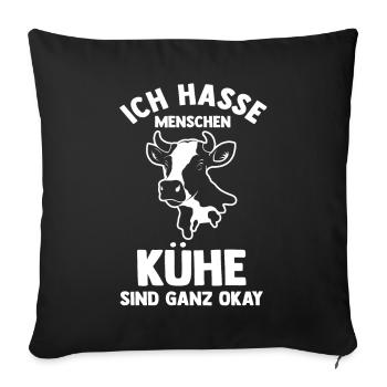 Kuh Landwirt Bauernhof Kühe - Sofakissenbezug 45 x 45 cm - Schwarz - Vorne