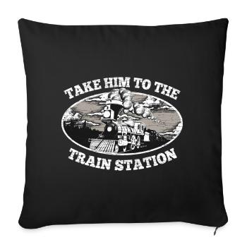 Lokomotive Dampflokomotive - Sofakissenbezug 45 x 45 cm - Schwarz - Vorne