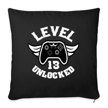 Level 13 Unlocked 13 Geburtstag - Sofakissenbezug 45 x 45 cm - Schwarz - Vorne