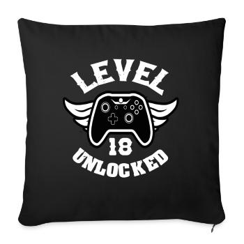 Level 18 Unlocked 18 Birthday - Sofa pillowcase 17,3'' x 17,3'' (45 x 45 cm) - black - Front