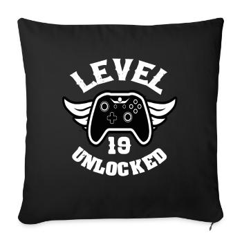Level 19 Unlocked 19 Birthday - Sofa pillowcase 17,3'' x 17,3'' (45 x 45 cm) - black - Front
