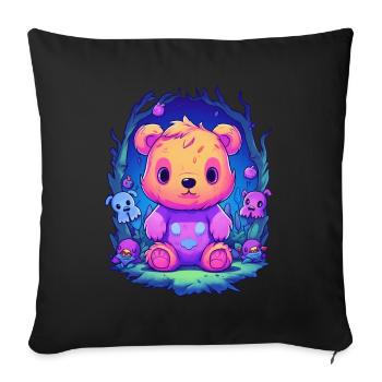Mignon Ours Rose Teddy Cuddly Toy - Housse de coussin décorative 45 x 45 cm - noir - Devant