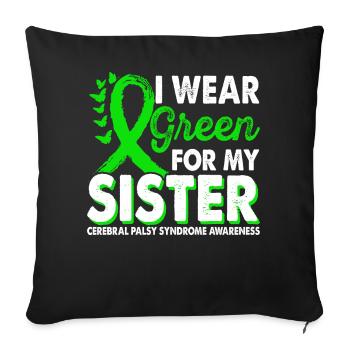 Wear green for awareness of the - Sofa pillowcase 17,3'' x 17,3'' (45 x 45 cm) - black - Front