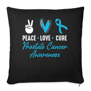 Peace, Love, Cure, Prostate Cancer - Sofa pillowcase 17,3'' x 17,3'' (45 x 45 cm) - black - Front