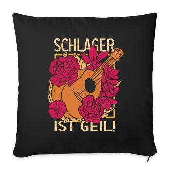 Schlager ist geil Schlagermusik Schlagerparty - Sofakissenbezug 45 x 45 cm - Schwarz - Vorne