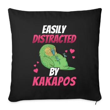 Kakapo distracts flightless parrot Kakapo - Sofa pillowcase 17,3'' x 17,3'' (45 x 45 cm) - black - Front