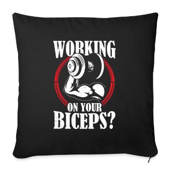 Arbeiten Sie An Ihrem Bizeps Workout Muskeln Curls - Sofakissenbezug 45 x 45 cm - Schwarz - Vorne