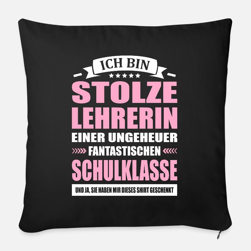 Stolze Lehrerin Schulklasse Abschied Grundschule - Sofakissenbezug 45 x 45 cm - Schwarz