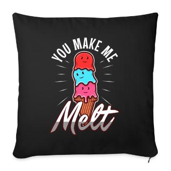 Tu me fais fondre, crème glacée - Housse de coussin décorative 45 x 45 cm - noir - Devant