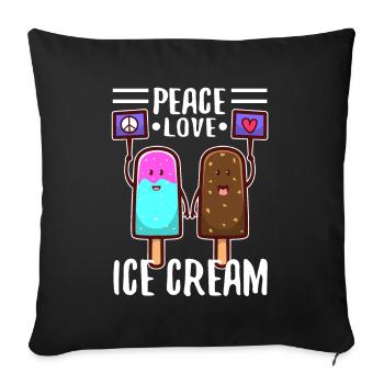 Peace Love Ice Cream - Sofakissenbezug 45 x 45 cm - Schwarz - Vorne