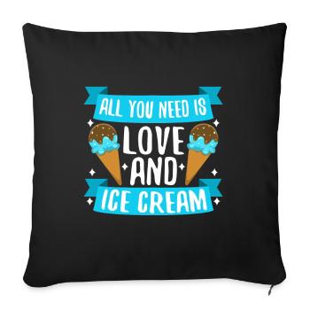 Tout ce dont vous avez besoin, c’est d’amour et de crème glacée - Housse de coussin décorative 45 x 45 cm - noir - Devant