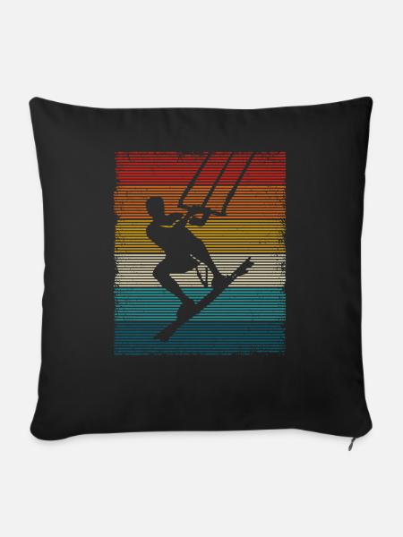 Retro Kiteboarding Kiteboarder Kite Surfer - Sofakissenbezug 45 x 45 cm - Schwarz