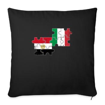 Égypte Italie Drapeau Égyptiens italiens - Housse de coussin décorative 45 x 45 cm - noir - Devant