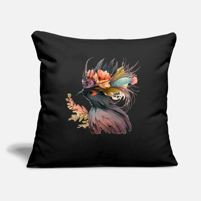 Mignon Oiseau De Paradis Fleur Fleur Couronne Oiseaux de compagnie Housse de coussin décorative 45 x 45 cm
