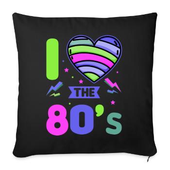 Costume Rétro des années 80Costume de fête à thème Fête des années 90 - Housse de coussin décorative 45 x 45 cm - noir - Devant