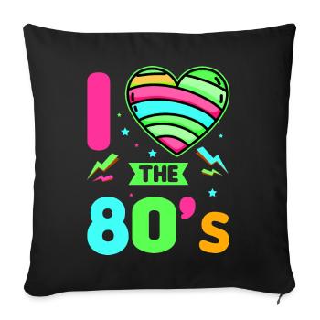 80s Retro CostumeTheme Party Costume 90s Party - Sofa pillowcase 17,3'' x 17,3'' (45 x 45 cm) - black - Front