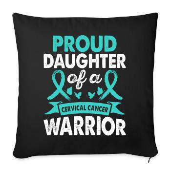 Fille du guerrier du cancer du col de l’utérus - Housse de coussin décorative 45 x 45 cm - noir - Devant