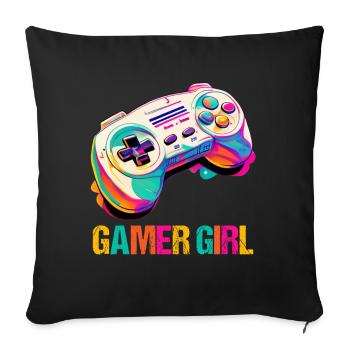 Console de jeu PC Gamer Girl Gamer Girl - Housse de coussin décorative 45 x 45 cm - noir - Devant
