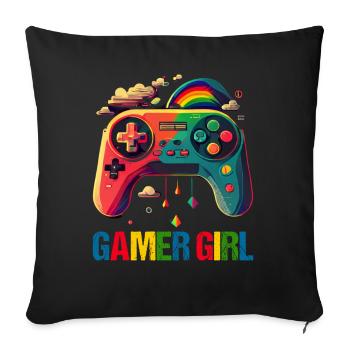 Gaming Console PC Gamer Girl Gamer Girl - Sofa pillowcase 17,3'' x 17,3'' (45 x 45 cm) - black - Front
