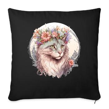 Cute Ragamuffin Cat Flower Crown Cats Pet Kitten - Sofakissenbezug 45 x 45 cm - Schwarz - Vorne