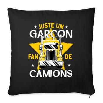 Enfant Camion Poids Lourd Cadeau - Housse de coussin décorative 45 x 45 cm - noir - Devant