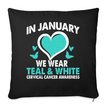 En janvier, nous portons Teal & White - Housse de coussin décorative 45 x 45 cm - noir - Devant