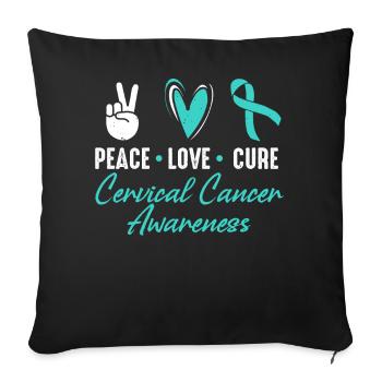 Mois de sensibilisation à Peace Love Cure pour - Housse de coussin décorative 45 x 45 cm - noir - Devant