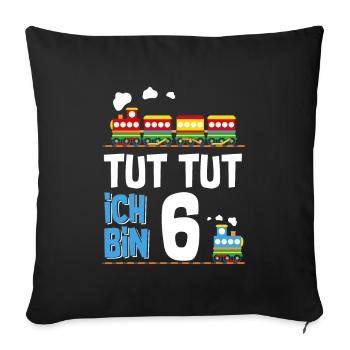 6. Geburtstag Tut Tut Eisenbahn Zug 6 Jahre - Sofakissenbezug 45 x 45 cm - Schwarz - Vorne