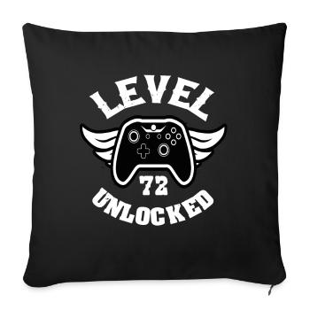 Level 72 Unlocked 72 Birthday - Sofa pillowcase 17,3'' x 17,3'' (45 x 45 cm) - black - Front