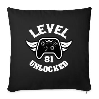 Niveau 81 Débloqué 81 Anniversaire - Housse de coussin décorative 45 x 45 cm - noir - Devant