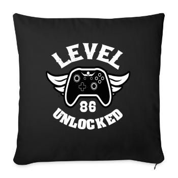 Level 86 Unlocked 86 Birthday - Sofa pillowcase 17,3'' x 17,3'' (45 x 45 cm) - black - Front
